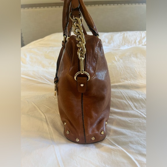 Michael Kors Uptown Astor Studded WALNUT Leather Large Satchel Bag - Picture 10 of 13